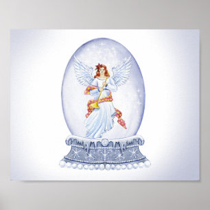 Poster Snow globe with angel illustration