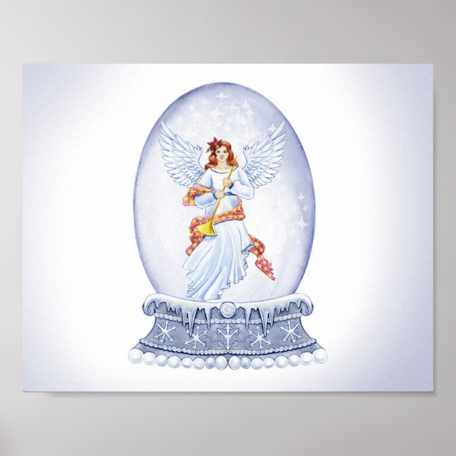 Poster Snow globe with angel illustration (Devant)