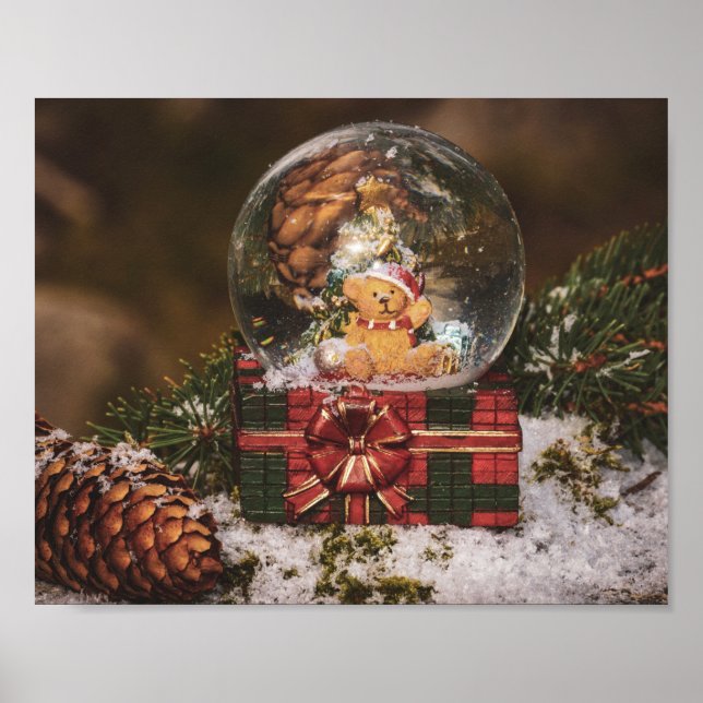 Poster Snow globe with cute Bear (Devant)