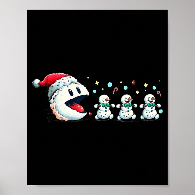 Poster Snow Man Xmas Tee Snowman Gamer  (Devant)