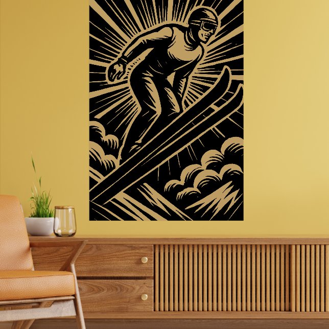 Poster Snow Skier Retro Art Deco (Salon 2)