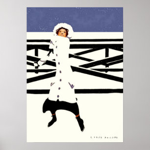 Poster Snowball Fight Fadeaway Girl Par C Coles Philllips