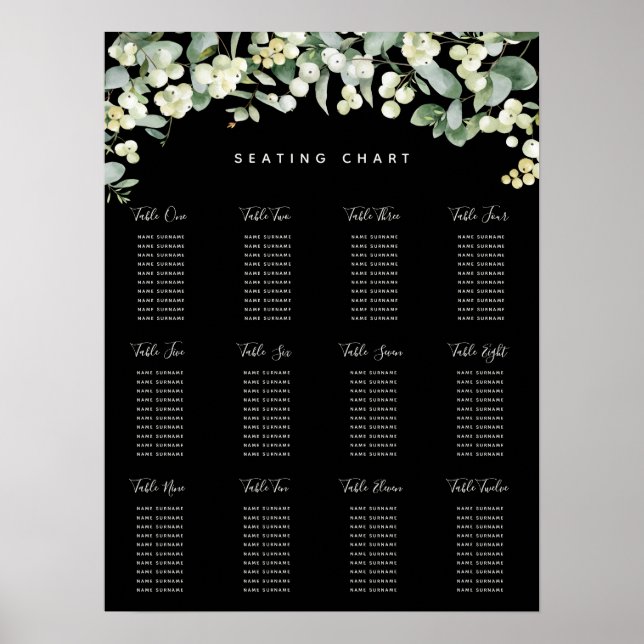 Poster Snowberry Christmas Fête de Noël Carte de siège (Devant)