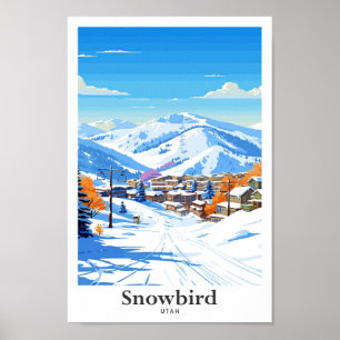 Poster Snowbird Utah USA Illustration Vintage de voyage