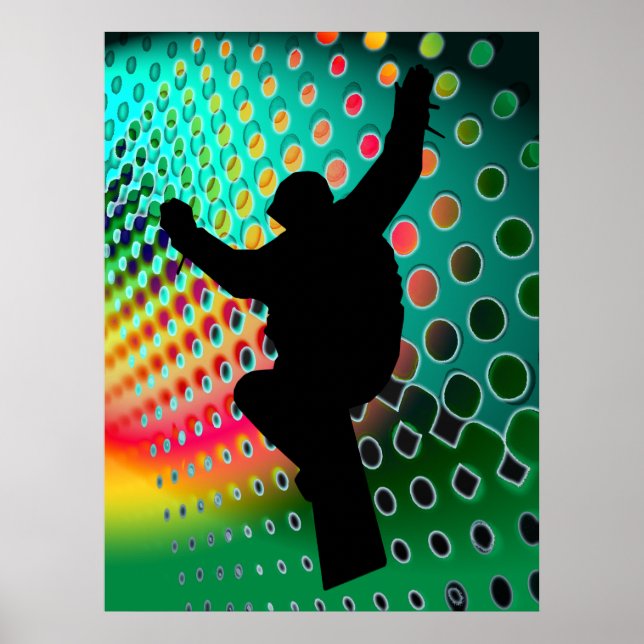 Poster Snowboard dans une tempête de neige cosmique (Devant)