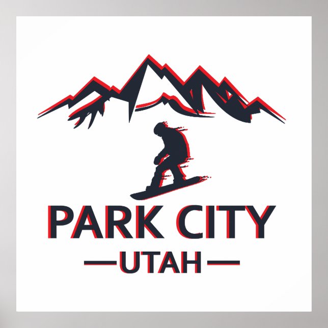 Poster snowboard de Park City Utah (Devant)