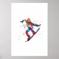 Snowboard en aquarelle