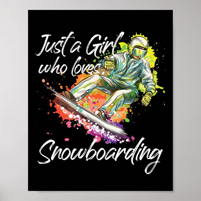 Poster Snowboard Fille Snowboard Juste Une Fille Qui Aime (Devant)