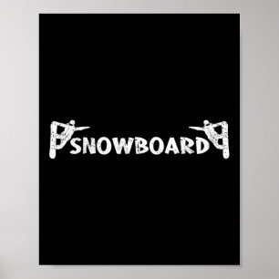 Poster Snowboard Funky Distressed Look Snowboard Snowboar