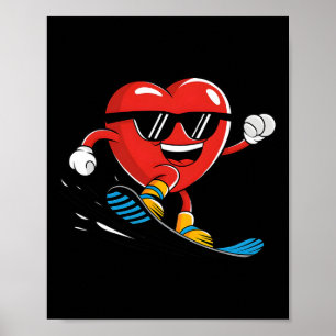 Poster Snowboard Heart Snowboard Valentines Day Boys G