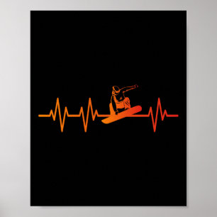 Poster Snowboard Heartbeat 80s 90s Retro Winter Snowboard