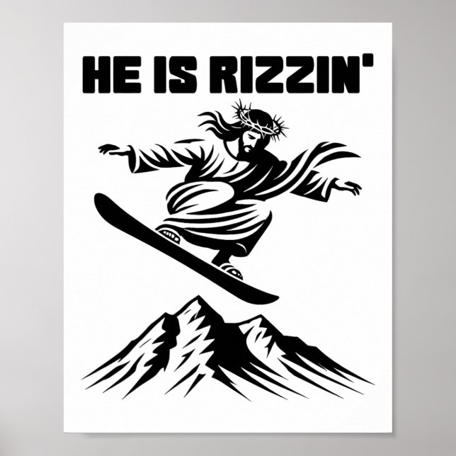 Poster Snowboard Jesus Christ Snowboard Rizzin' Neige C (Devant)