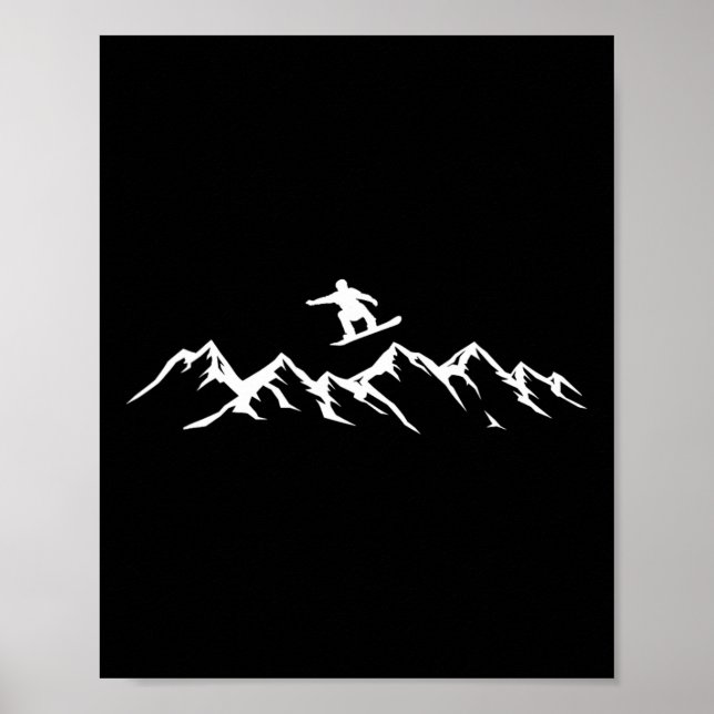 Poster Snowboard Mountains Snowboardeur (Devant)