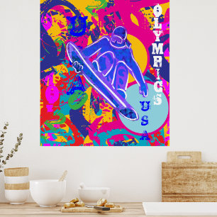 POSTER SNOWBOARD OLYMPIQUE
