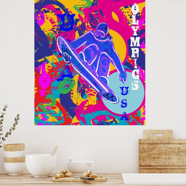 POSTER SNOWBOARD OLYMPIQUE  (Créateur téléchargé)