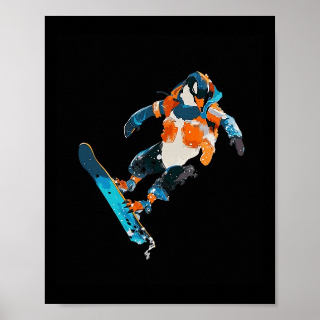 Poster Snowboard Penguin Sports d'hiver (Devant)