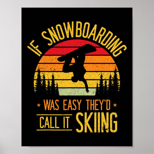Poster Snowboard Retro Ski Sur Snowboard Snowboarder (Devant)