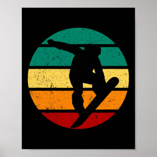Poster Snowboard Retro Sunset Sports d'hiver Alpine Ski