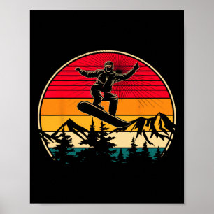 Poster Snowboard Retro Sunset Style Snowboard Winter S