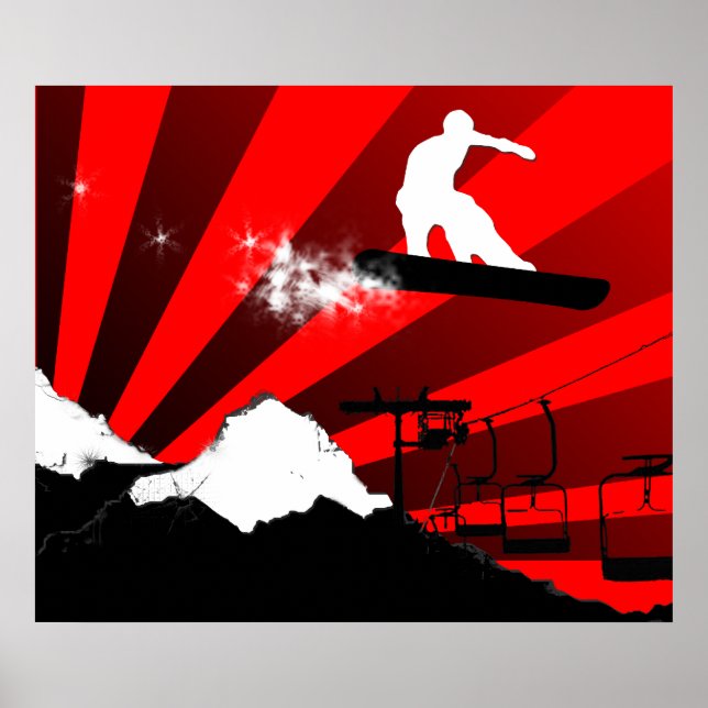 Poster snowboard. rouge. (Devant)