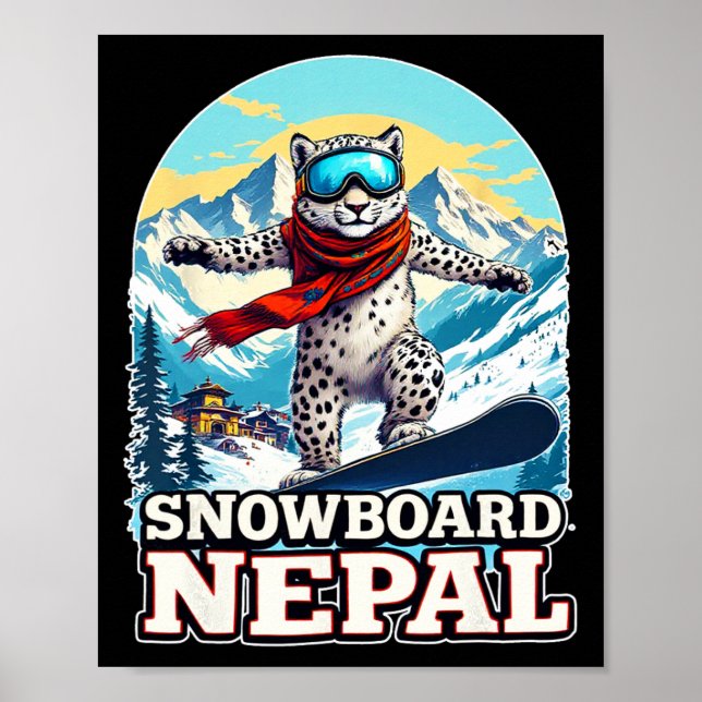 Poster Snowboard Snow Leopard Aventure Au Népal (Devant)