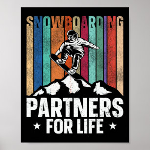 Poster Snowboard Snowboard Mariage Vintage Retro Femme