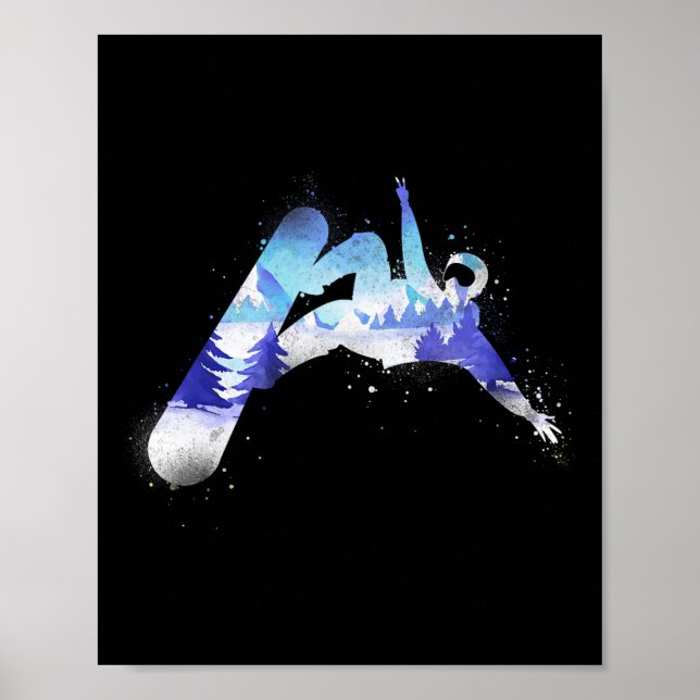 Poster Snowboard Snowboard Montagne Vintage (Devant)