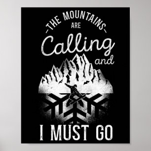 Poster Snowboard Snowboard Ski Ski Mountain Snowfla