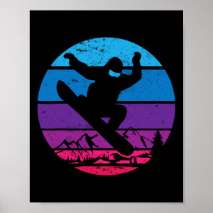 Poster Snowboard vintage Silhouette I Rétro