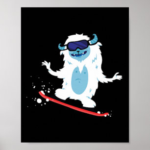 Poster Snowboard Yeti Bigfoot Cadeau Pour Sasquatch Monst