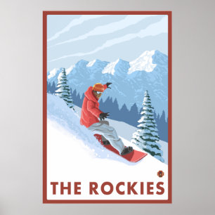 Poster Snowboarder - Les Rocheuses