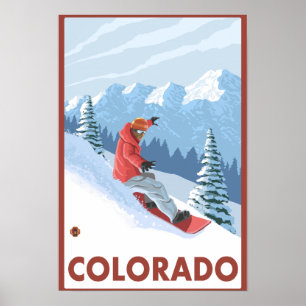 Poster Snowboarder Scène Colorado