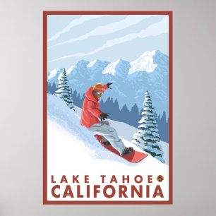 Poster Snowboarder Scene - Lac Tahoe, Californie