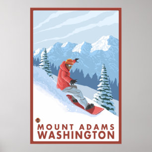 Poster Snowboarder Scene - Mount Adams, Washington
