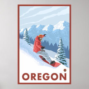 Poster Snowboarder Scene - Oregon