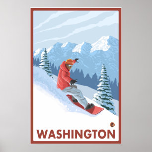 Poster Snowboarder Scene - Washington