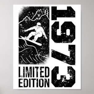 Poster Snowboarder Vintage 1973 Anniversaire Snowboard Sn
