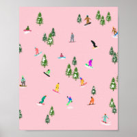 Snowboarders rose Illustration du snowboard