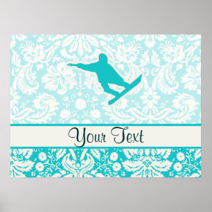 Poster Snowboarding turquoise