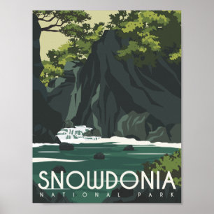 Poster Snowdonia Angleterre Célèbre Voyage Place Illustra