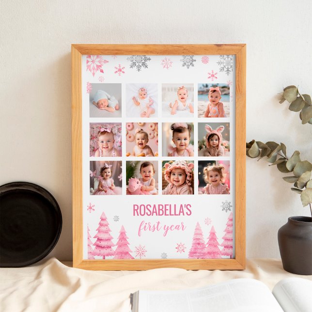 Poster Snowflake d'hiver Première année Photo Jalon Signa (Créateur téléchargé)