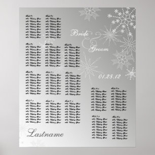 Poster Snowflake Gem Argent Mariage Carte de siège