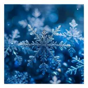 Poster Snowflakes De Noël En Art numérique Couleur Bleue