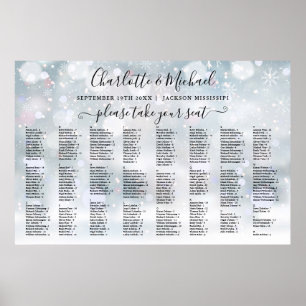Poster Snowflakes d'hiver 300 Noms Mariage Carte de siège