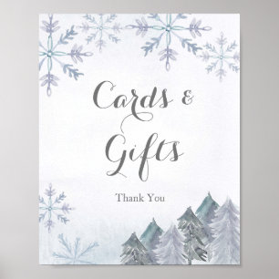 Poster Snowflakes d'hiver Cartes et signe cadeau