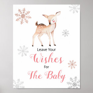 Poster Snowflakes d'hiver des cerfs Onederland Voeux pour