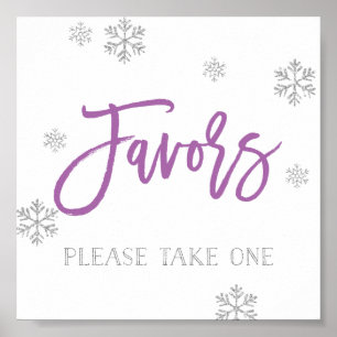 Poster Snowflakes en argent et Symbole de faveur chic pou