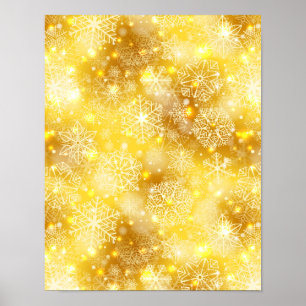 Poster Snowflakes on golden