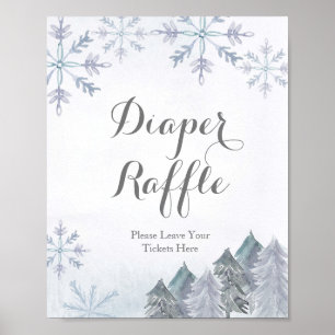 Poster Snowflakes Winter Watercolor Diaper Signal Raffin