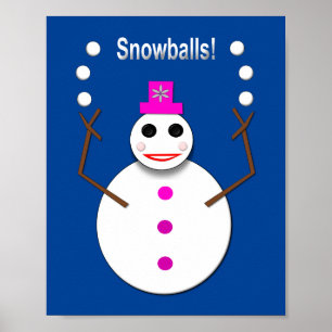 Poster Snowlady de Noël Jongler boules de neige amusant